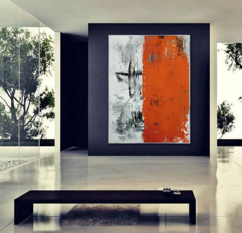 Red Original Black Canvas Grey Abstract Canvas Artwork 1JJHB